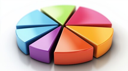 Obraz premium 3D pie chart with colorful segments, representing data visualization and statistical analysis.