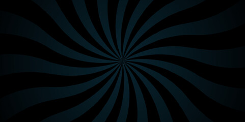 Vector black and gray sun rays sunburst backdrop background. Modern seamless retro vintage burst sunrise sunbeam element spiral striped illustration sunray template wallpaper design.