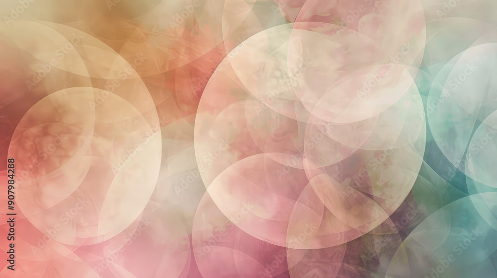 Poster overlapping circles in soft shades create a gentle and calming abstract background.