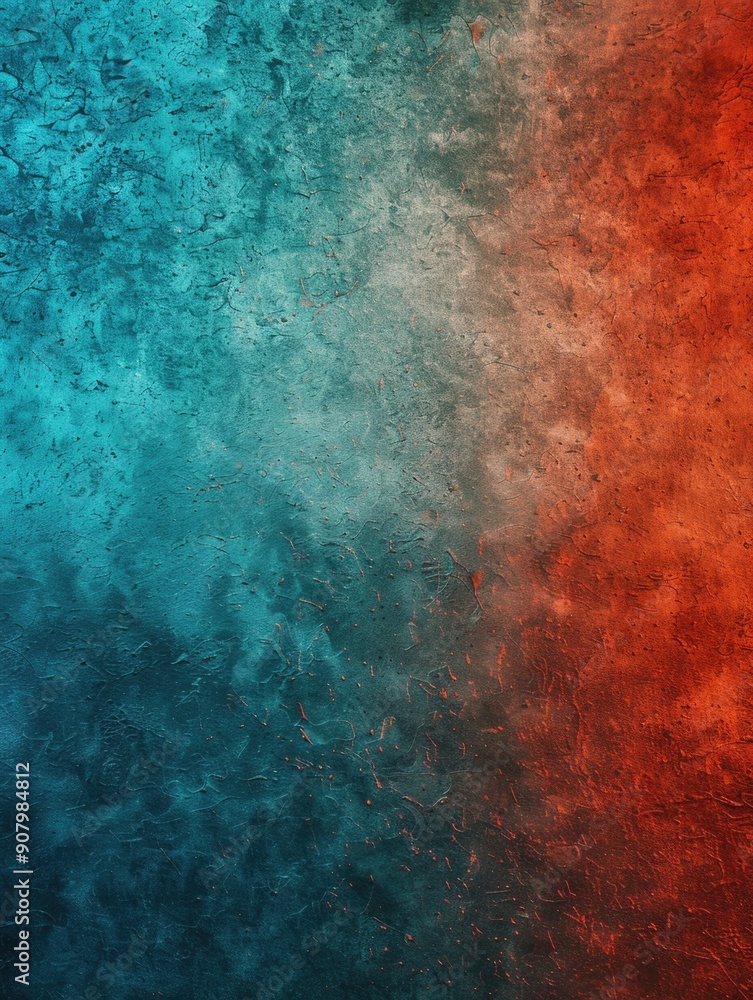 Poster a blue and red background with a splash of orange. the blue and red colors are bold and contrasting,
