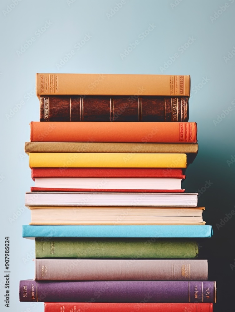 Aufkleber a stack of books with the top one being titled 