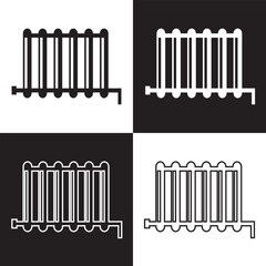 Radiator vector icon set in black and white color solid and Line Style. vector illustration. EPS 10