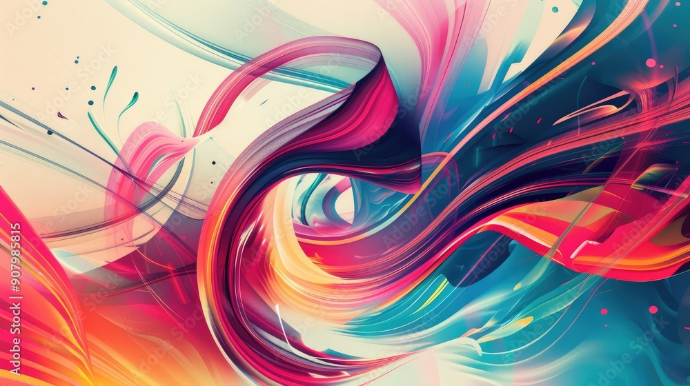 Poster a dynamic abstract background with swirling lines and vibrant colors, perfect for an energetic and l