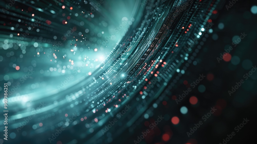 Poster a futuristic abstract background with digital elements and cool tones.