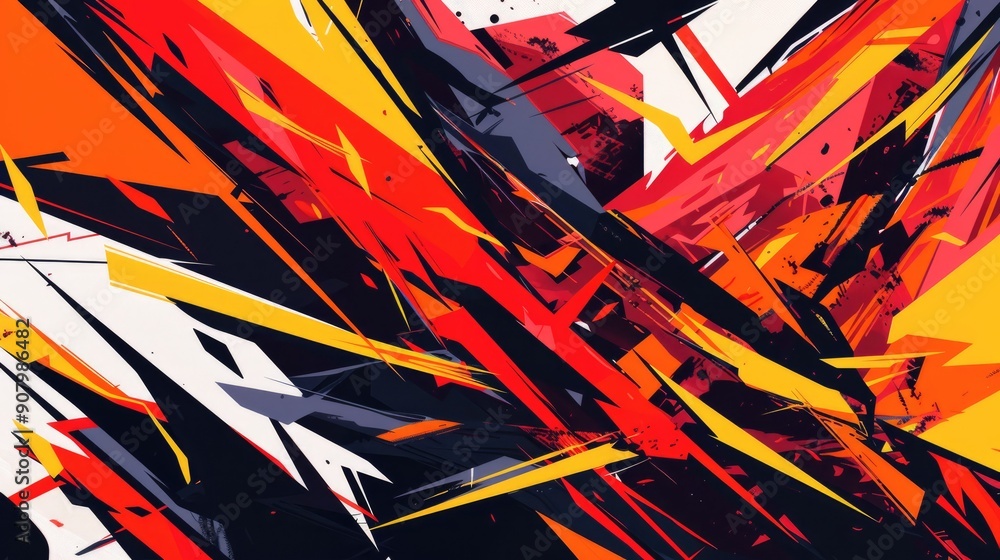 Poster a high-contrast abstract background with sharp angles and bright colors, perfect for attention-grabb