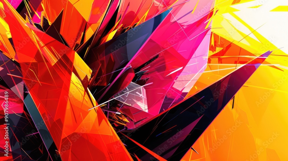 Aufkleber a high-contrast abstract background with sharp angles and bright colors, perfect for attention-grabb