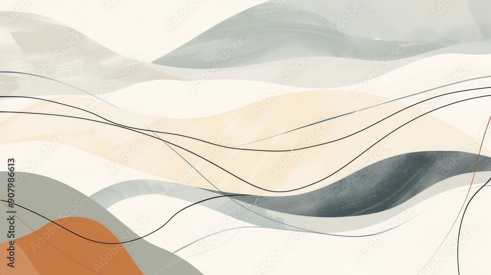 Poster a minimal abstract background with simple line art in soft pastels, perfect for a clean and modern a