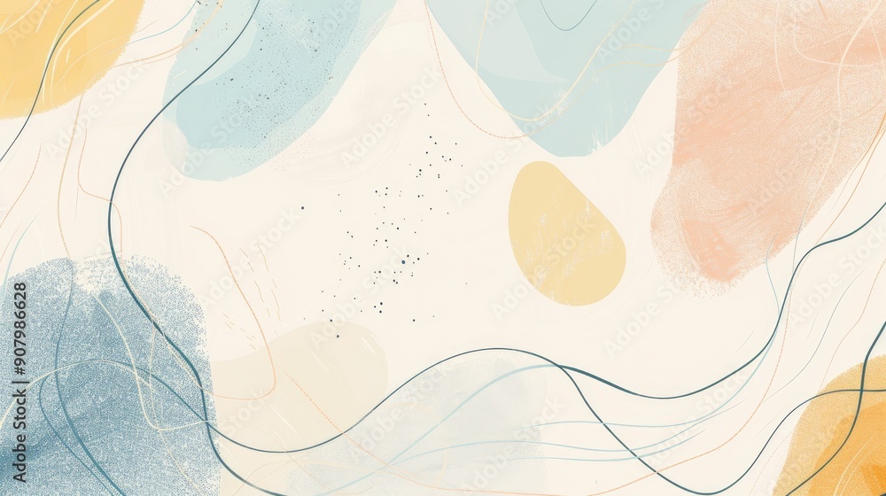 Poster a minimal abstract background with simple line art in soft pastels, perfect for a clean and modern a