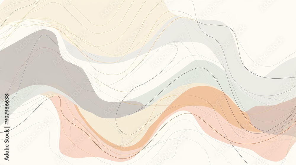 Poster a minimal abstract background with simple line art in soft pastels, perfect for a clean and modern a