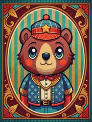 A Cartoon Bear Dressed as a Circus Performer
