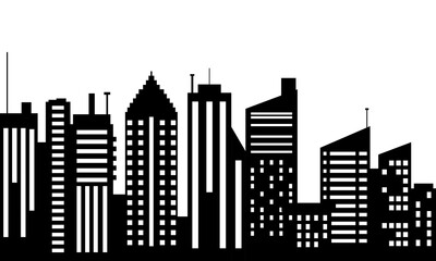 City skyline silhouette. City landscape template. Urban landscape. Vector illustration.