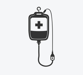 Comprehensive Healthcare Illustration Vector: Medical Bag with Saline Icon for Hospital Use