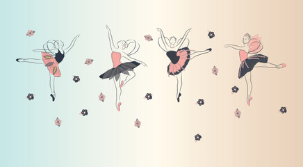 Group of ballet dancer poses and sequins embroidery artwork. © Yousuf Ali