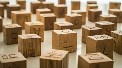 Fototapeta premium Words. Toy bricks on a white background