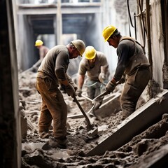 construction workers at work