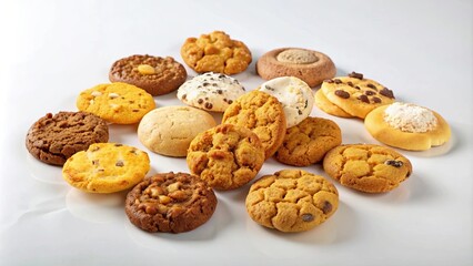 Assorted Cookies on White Background
