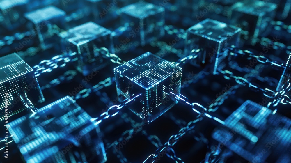 Poster Cube background with abstract light modern sci fi background technology.