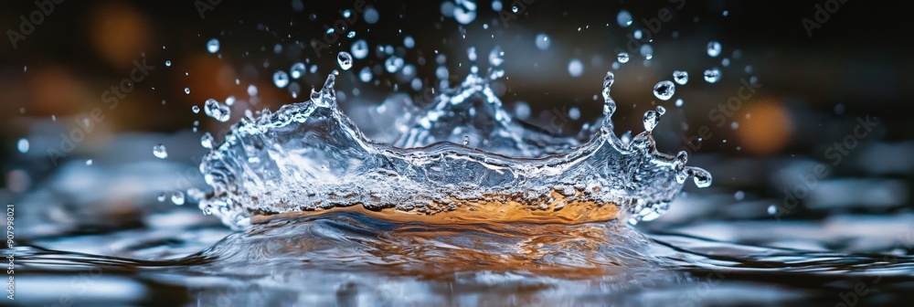 Poster a single water droplet creates a mesmerizing splash, showcasing the intricate patterns and textures 