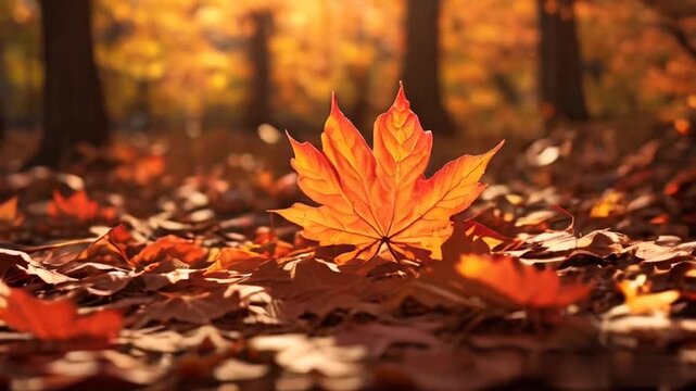 maple leaf glowing in the warm sunlight.