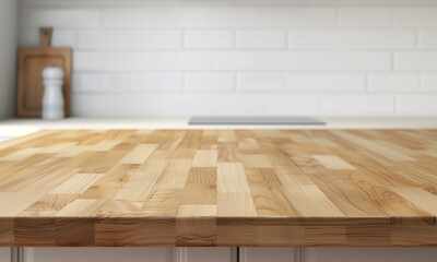 A kitchen counter top with a blurry background, for advertising 