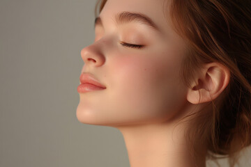 Fototapeta premium A close up of a girl's face with her eyes closed