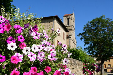 France, Roisey, Loire. Stone village in the mid-mountains with the lowest pollution in France. Pilat Regional Natural Park. Landscape in summer.