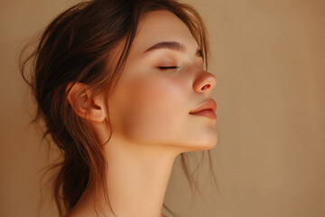Fototapeta premium A close up of a girl's face with her eyes closed