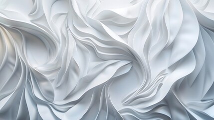 The white background with a pattern of waves in relief. Luxury elegant background abstraction fabric. 3d illustration.