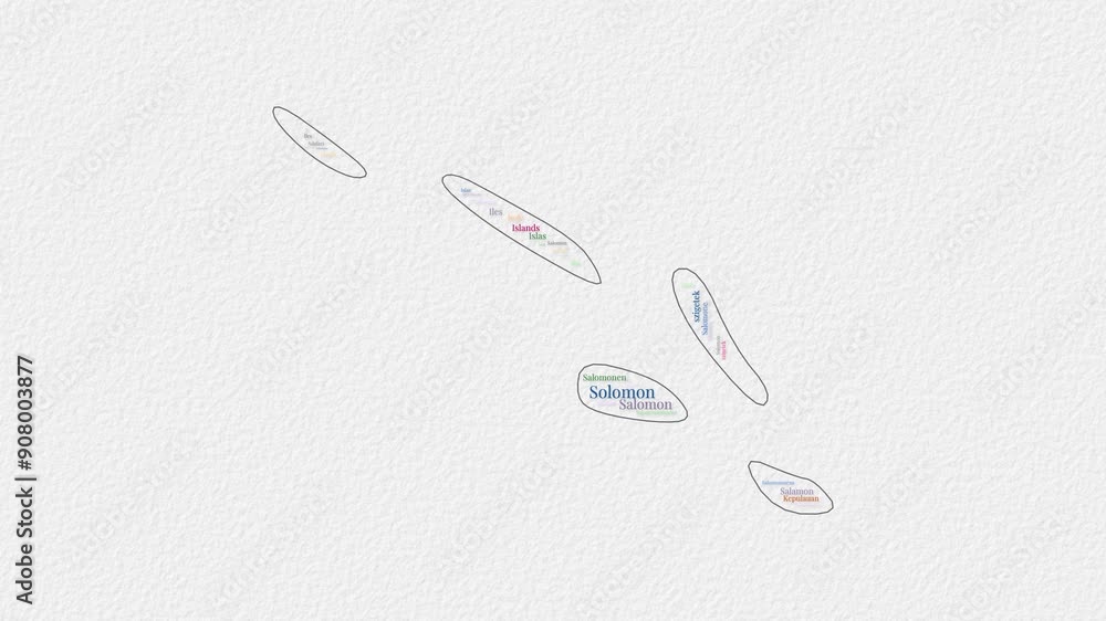Poster solomon islands logo animation. solomon islands boundary word cloud animation. video of country name