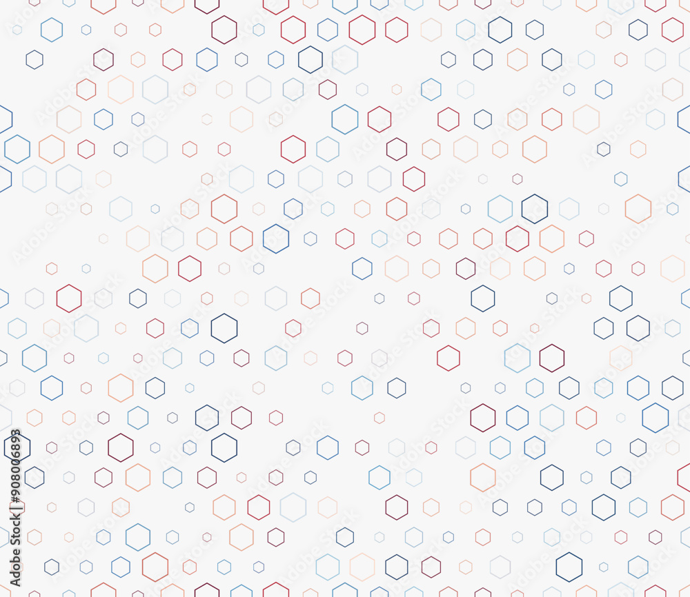 Poster abstract mosaic background. multicolored geometric elements of varied size. stacked hexagons mosaic 
