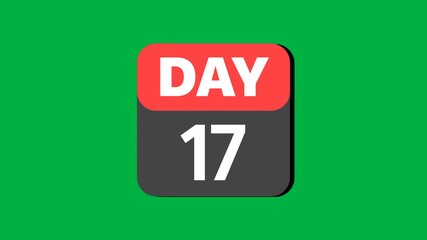 Animation of counting days on a calendar. Video element, flat vector design, illustration on green background