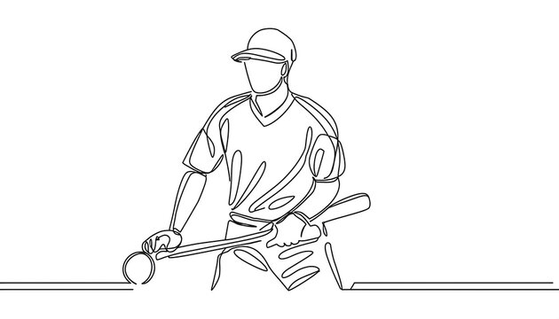 recommend clip art: One line drawing and continue for the sport, Baseball  on digital art concept, Generative AI.
