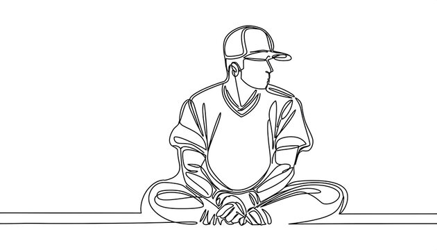 recommend clip art: One line drawing and continue for the sport, Baseball  on digital art concept, Generative AI.