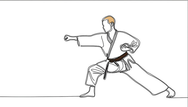 karate fighter in action, line art clip art preview