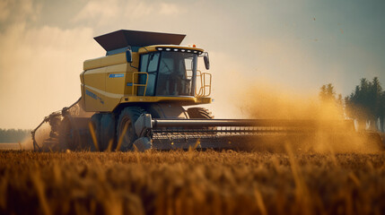 Obraz premium combine harvester working on a field