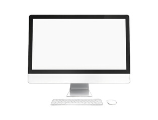 Fototapeta premium LCD computer blank white screen copy space for text isolated on transparent background cutout PNG