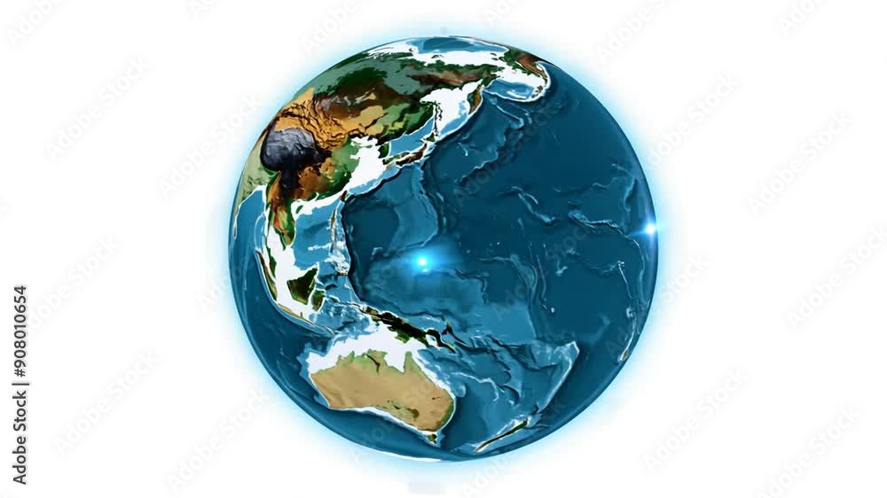 Aufkleber earth rotating smoothly in white background generative ai