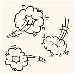 Comic speed vector cloud With illustration style doodle and line art