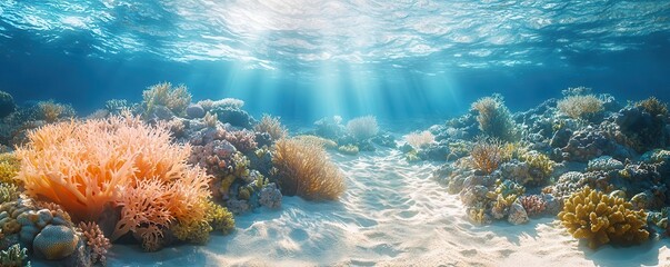 Coral reef bleached by warm waters, ocean impact, marine life threat