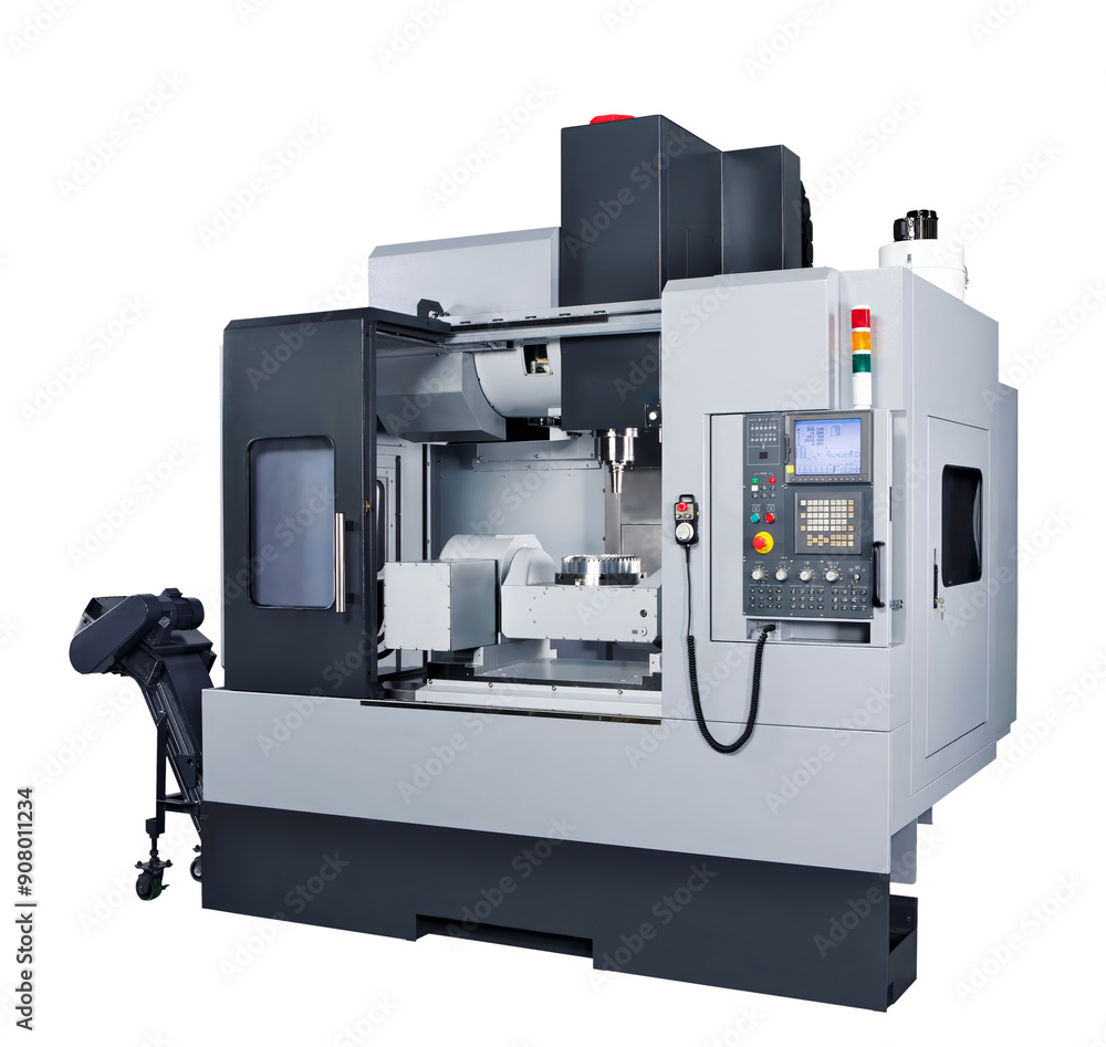Aufkleber Manufacturing professional metalworking machine. Industrial concept. Programmable modern cnc digital  digital program machine isolated on white transparent background