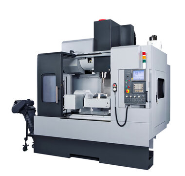 Manufacturing professional metalworking machine. Industrial concept. Programmable modern cnc digital  digital program machine isolated on white transparent background