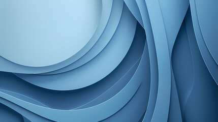 Abstract blue background with layered, curved shapes. The cool tones and smooth lines create a sense of calm and serenity.