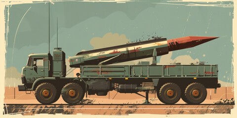 Obraz premium Military Missile Launcher Graphic Illustration