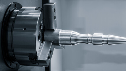 Manufacturing professional metalworking machine. Industrial concept. Programmable modern cnc digital  digital program machine