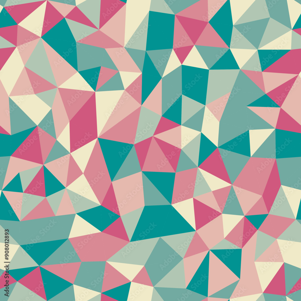 Poster abstract background with geometric mosaic shapes. small triangles size. repeatable pattern. creative