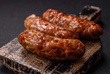 Grilled pork or chicken sausages with salt, spices and herbs