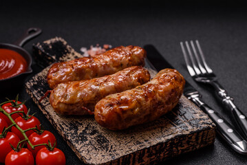 Grilled pork or chicken sausages with salt, spices and herbs