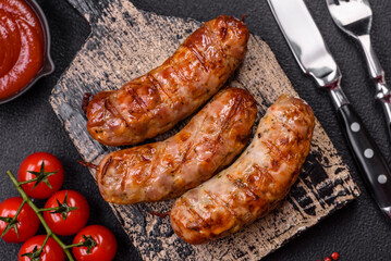 Grilled pork or chicken sausages with salt, spices and herbs