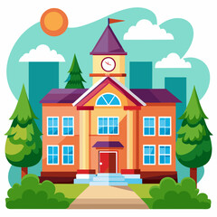 Fototapeta premium School vector illustration on white background 