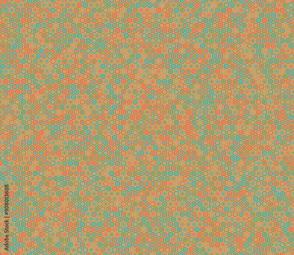 Poster vector seamless pattern. bold rounded hexagon cells with padding and inner solid cells. small hexago